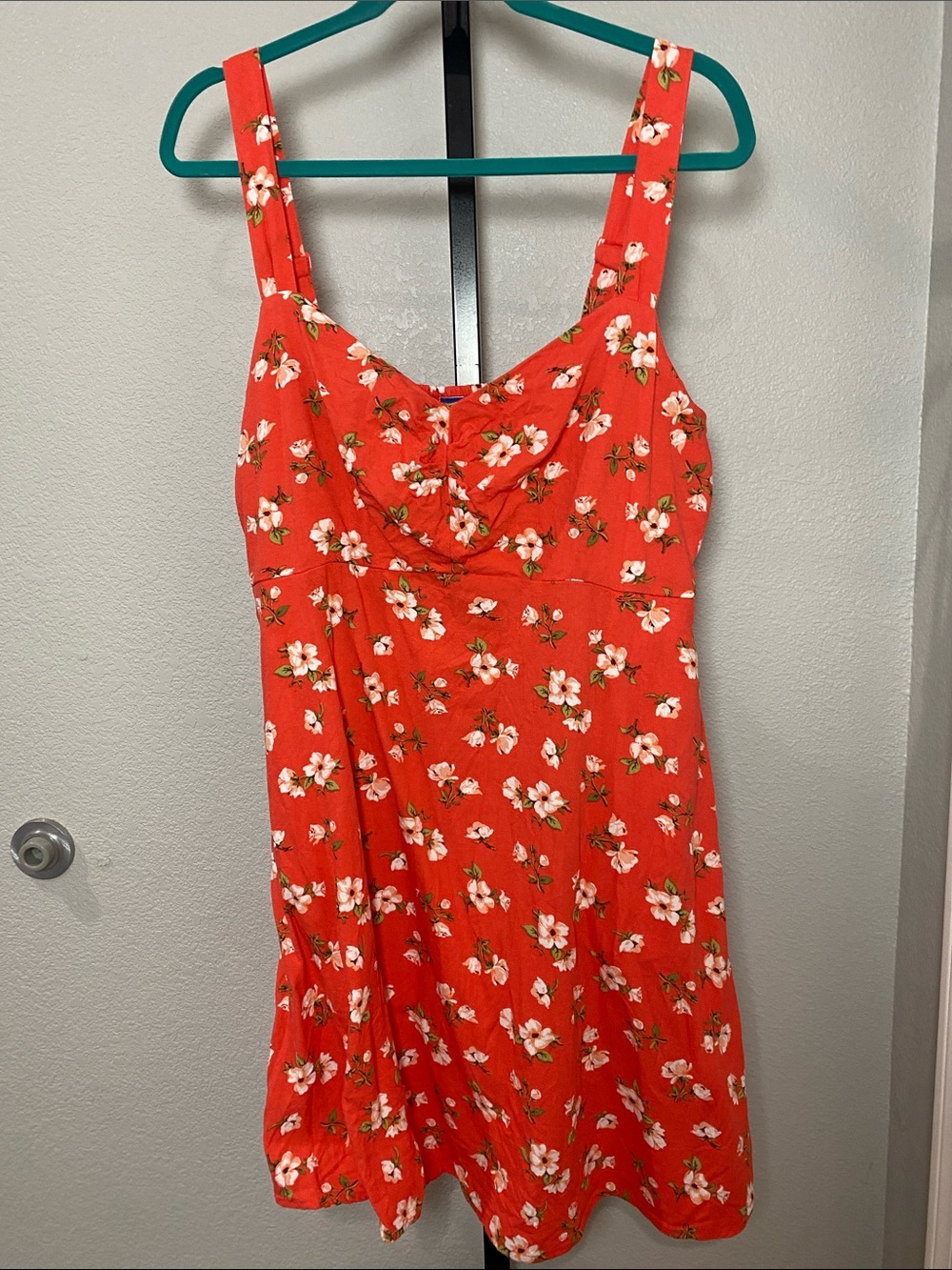 Old Navy orange 🍊 Floral Midi Dress with pockets